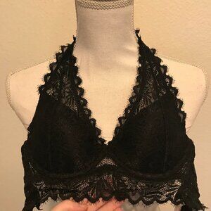 PINK Victoria's Secret Halter Bra in Eyelash Lace